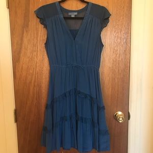 Anthropologie Blue Ruffle Dress